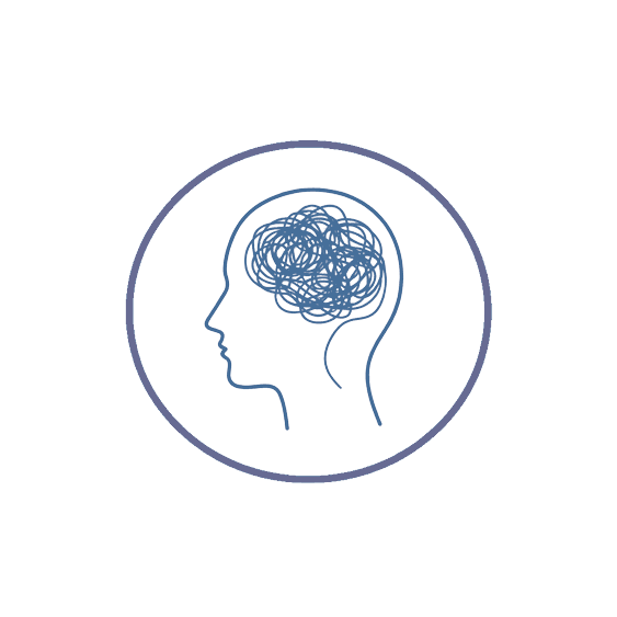 Icono de cabeza con nudo mental para terapia de ansiedad