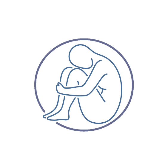 Icono de persona en recogimiento para terapia de depresión